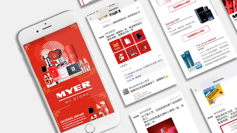 Another world first collaboration with Tencent for Myer's LNY campaign. 100% roadblock of WeChat within Australia